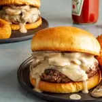 Burger with Mushroom Sauce